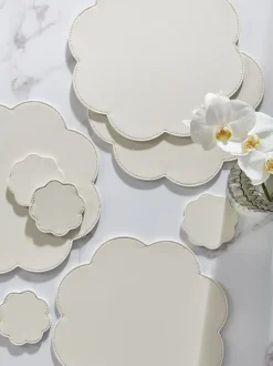 Set of 4 Flower Faux Leather Placemats and Coasters