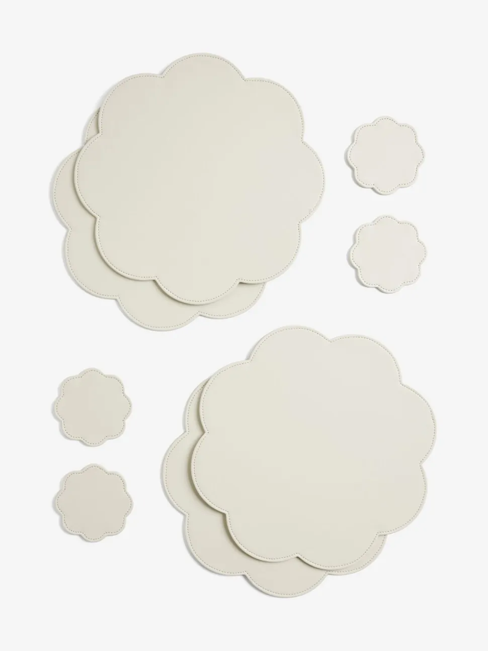 Set of 4 Flower Faux Leather Placemats and Coasters