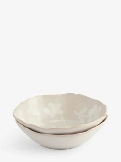 Set of 2 Hand Painted Floral Pasta Bowls