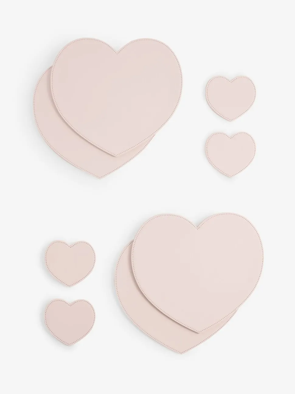 Set of 8 Heart Faux Leather Placemats and Coasters