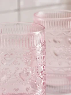 Set of 2 Heart Pressed Tumbler Glasses