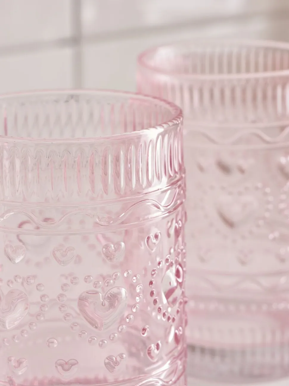Set of 2 Heart Pressed Tumbler Glasses