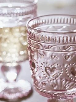 Set of 2 Heart Pressed Wine Glasses