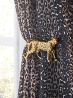 Set of 2 Leopard Print Curtain Holdbacks