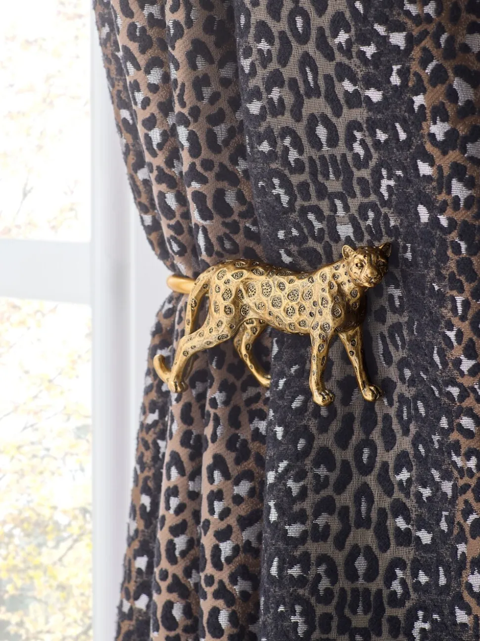 Set of 2 Leopard Print Curtain Holdbacks