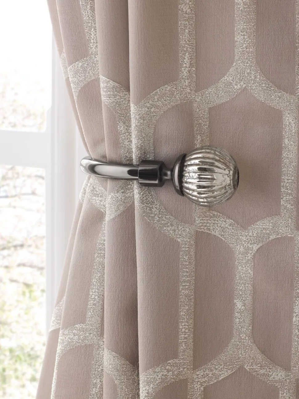 Set of 2 Mercury Glass Curtain Holdbacks