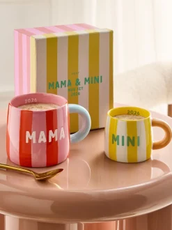 Set of 2 Stripe Mama and Mini Est 2026 Mugs