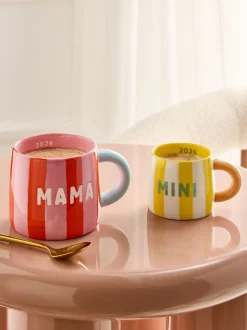 Set of 2 Stripe Mama and Mini Est 2026 Mugs