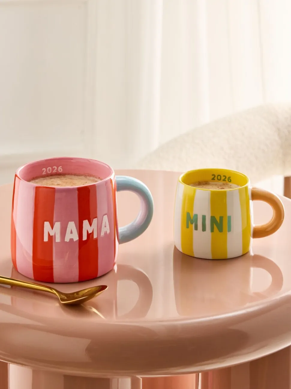 Set of 2 Stripe Mama and Mini Est 2026 Mugs