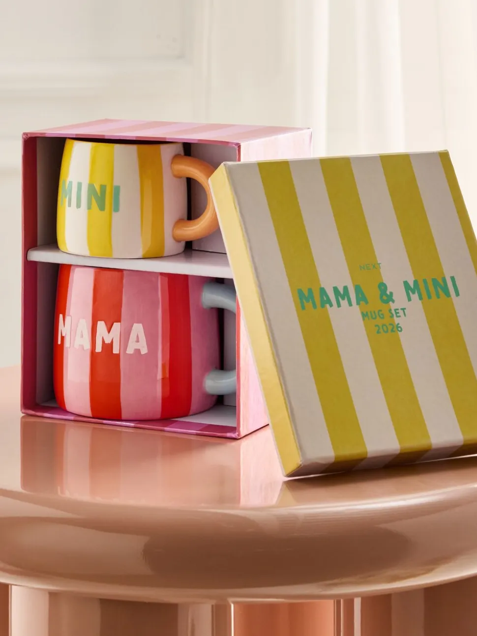 Set of 2 Stripe Mama and Mini Est 2026 Mugs