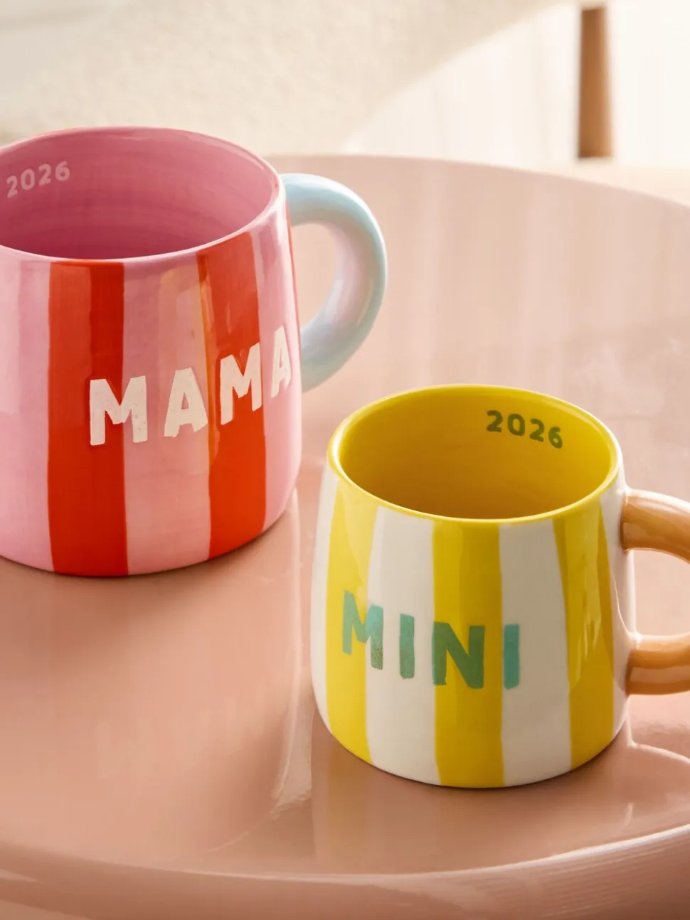 Set of 2 Stripe Mama and Mini Est 2026 Mugs