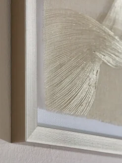Set of 4 Textured Linear Swirl Framed Fabric Wall Art