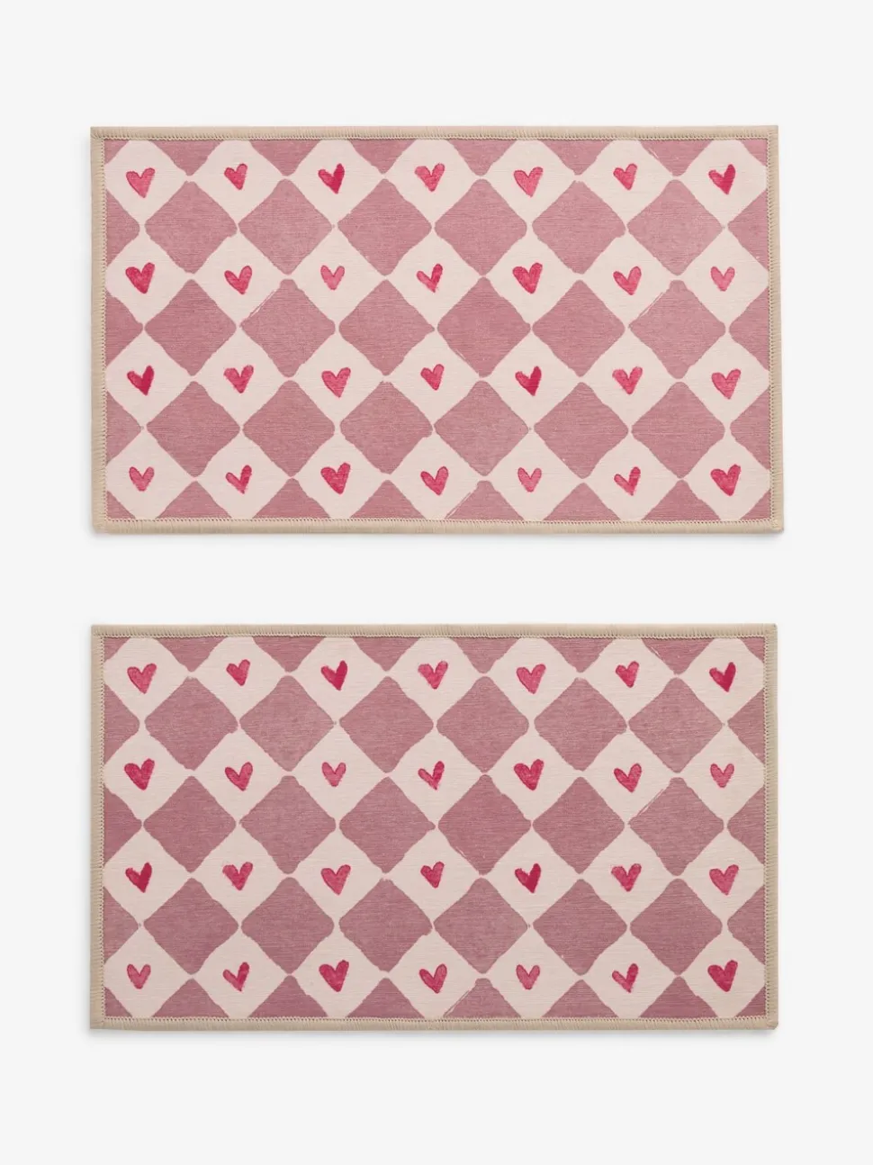 Set of 2 Washable Heart Print Doormats