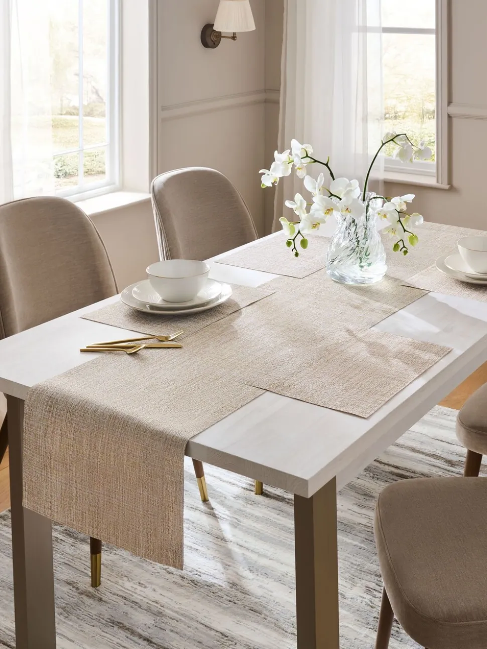 Set van 5 afneembare placemats en lopers