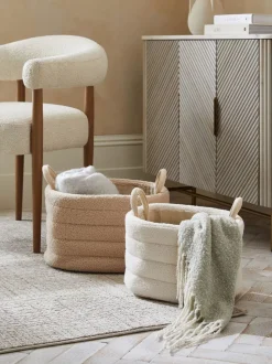 Set van 2 bouclé opslagmanden