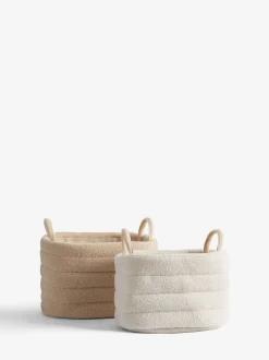 Set van 2 bouclé opslagmanden