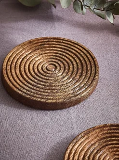 Set van 4 Bronx geëtste houten onderzetters