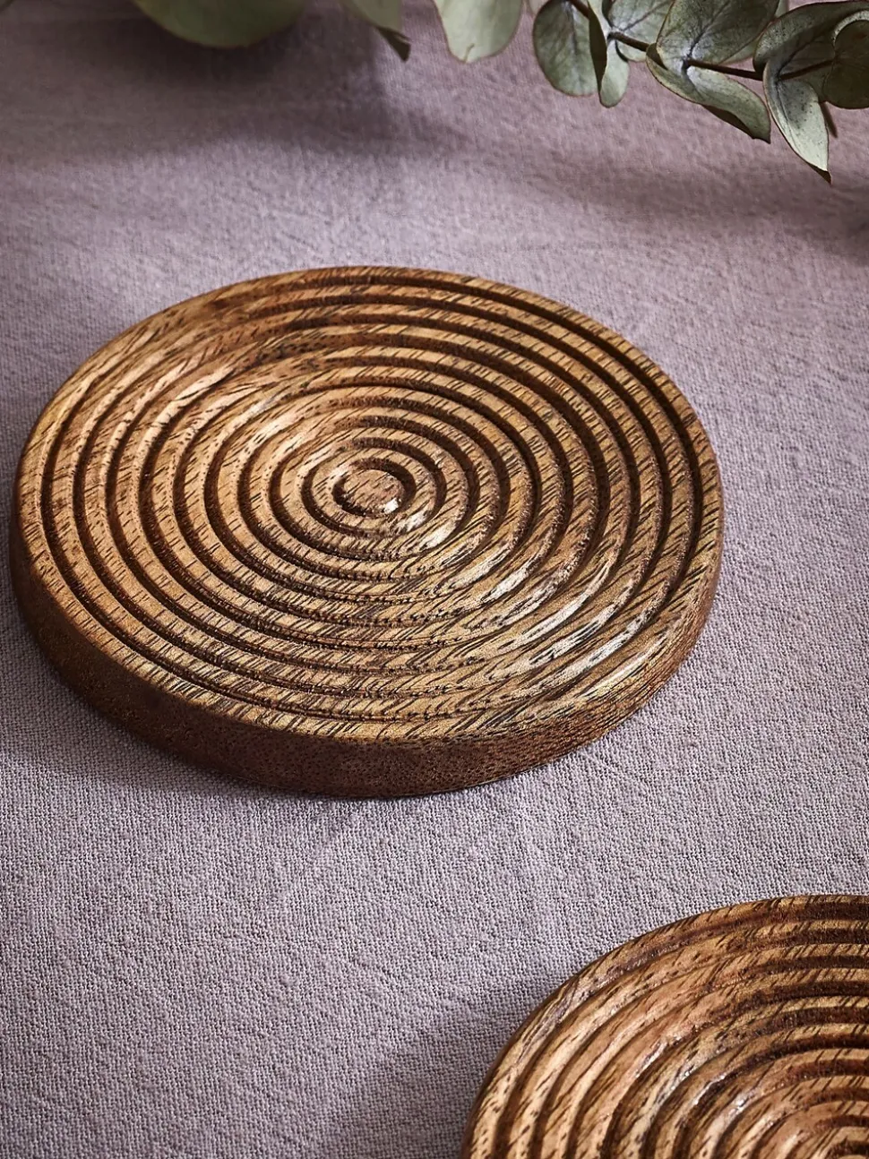 Set van 4 Bronx geëtste houten onderzetters
