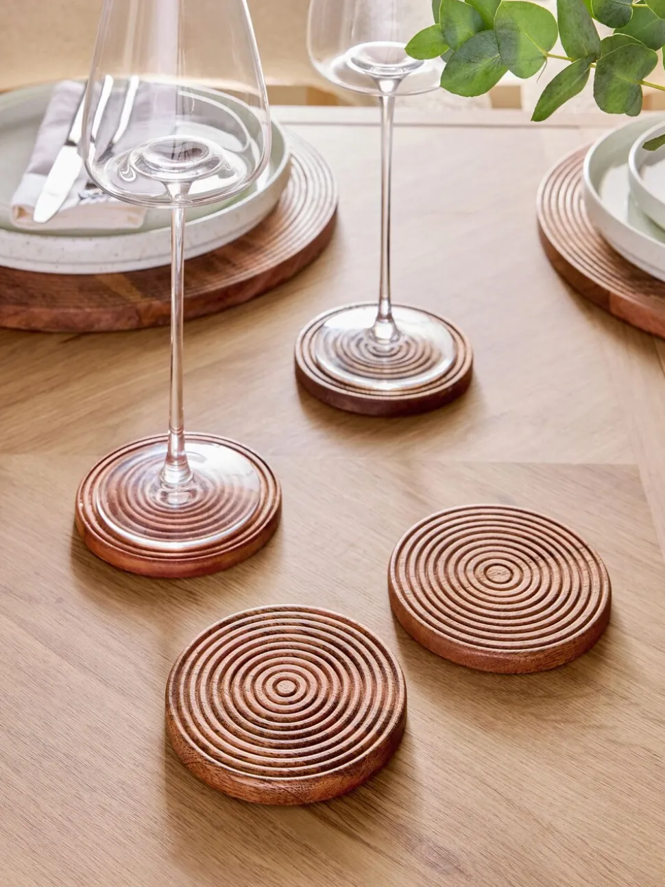 Set van 4 Bronx geëtste houten onderzetters