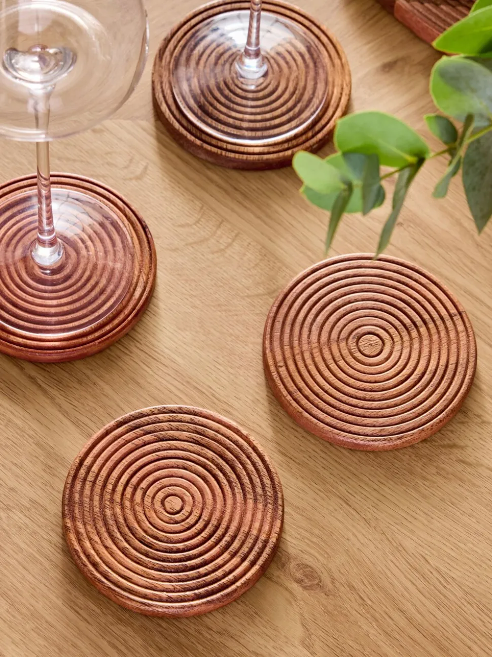 Set van 4 Bronx geëtste houten onderzetters