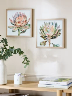 Set van 2 3D bloemenprint Protea wanddecoratie