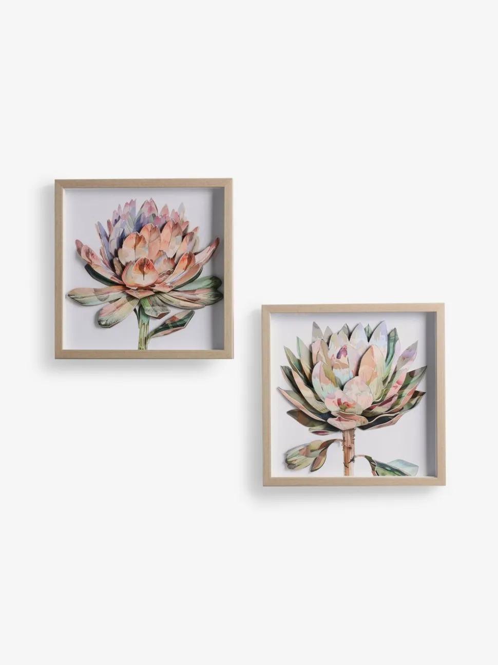 Set van 2 3D bloemenprint Protea wanddecoratie