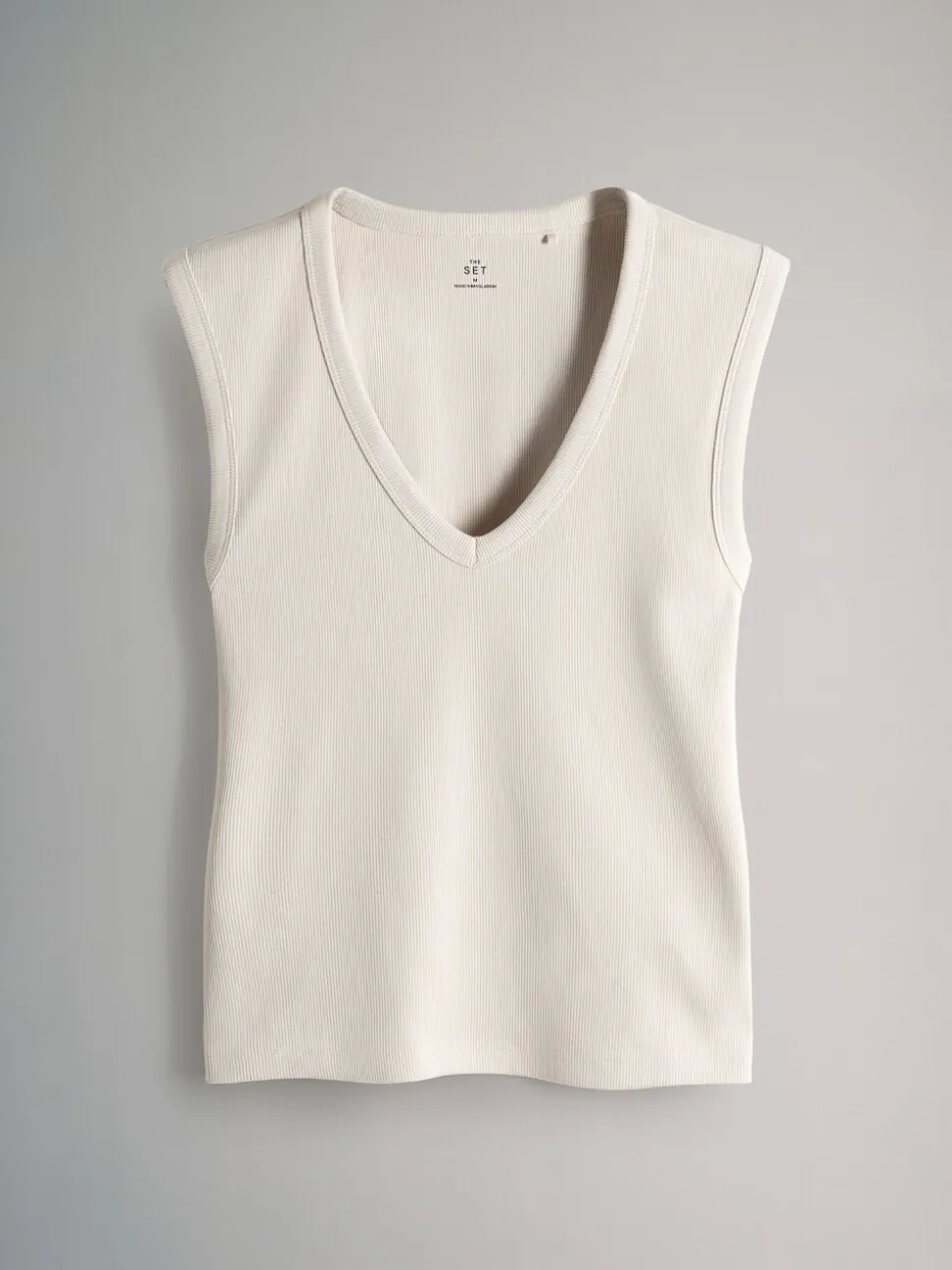 Set van 5 diepe V-hals geribbelde vest