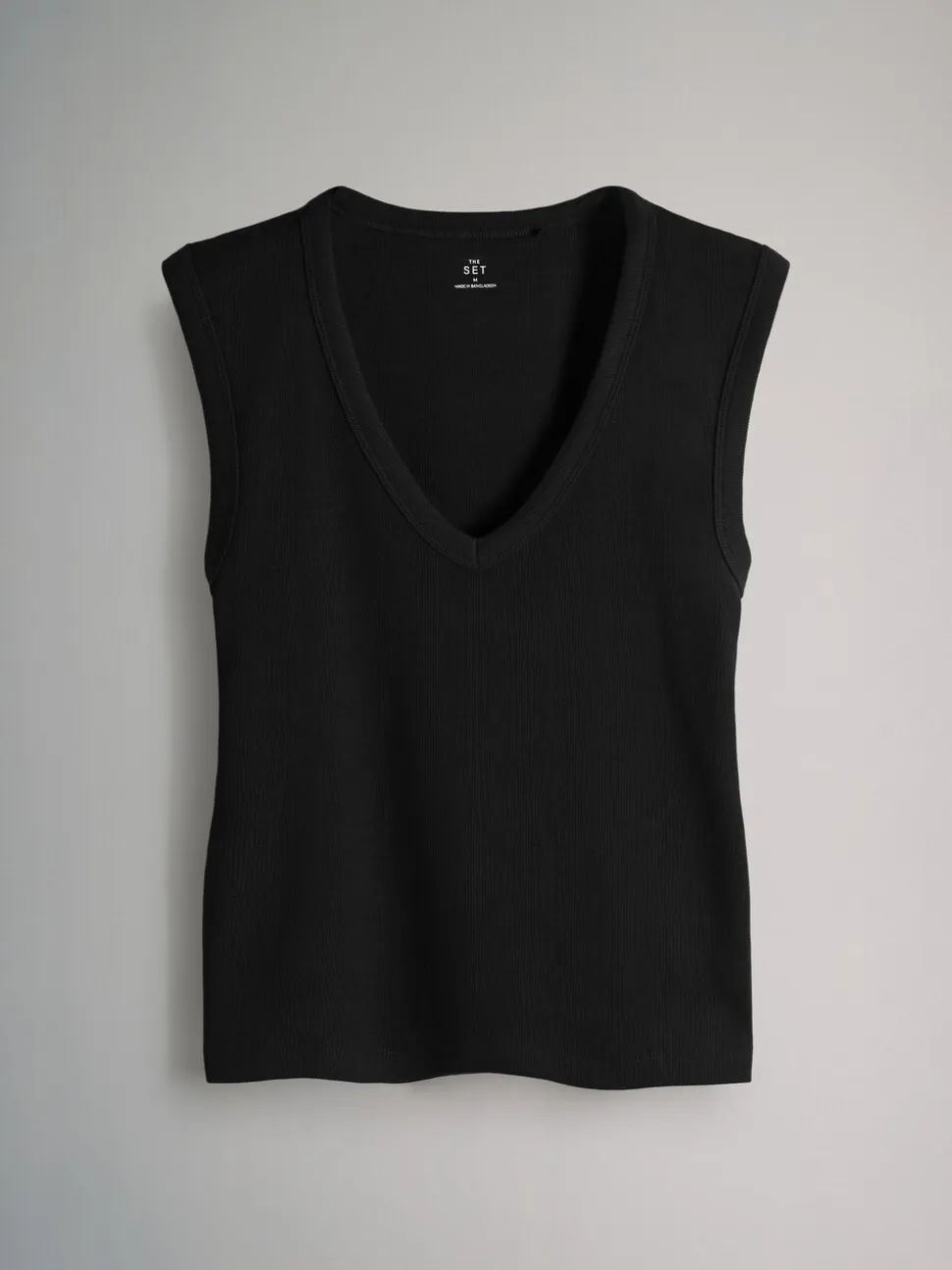 Set van 5 diepe V-hals geribbelde vest
