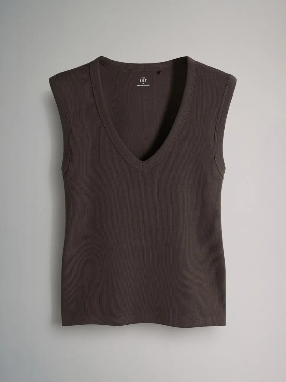 Set van 5 diepe V-hals geribbelde vest