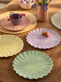 Set van 4 dinerborden met bloemen