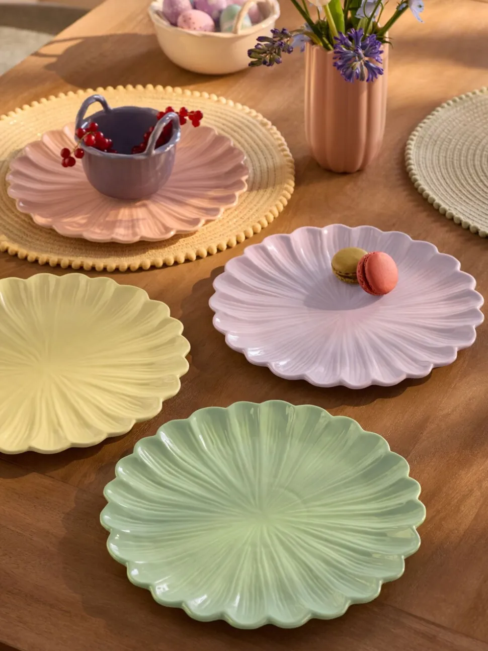 Set van 4 dinerborden met bloemen