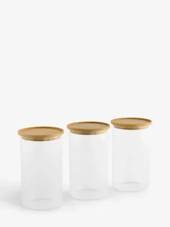 Set van 3 glazen opslagpotten