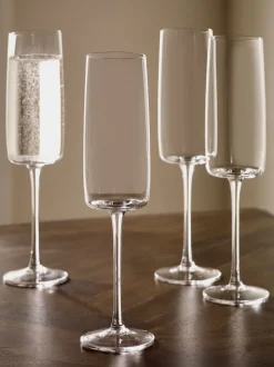 Set van 4 hoekige champagneflûtes