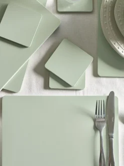 Set van 4 houten placemats en onderzetters