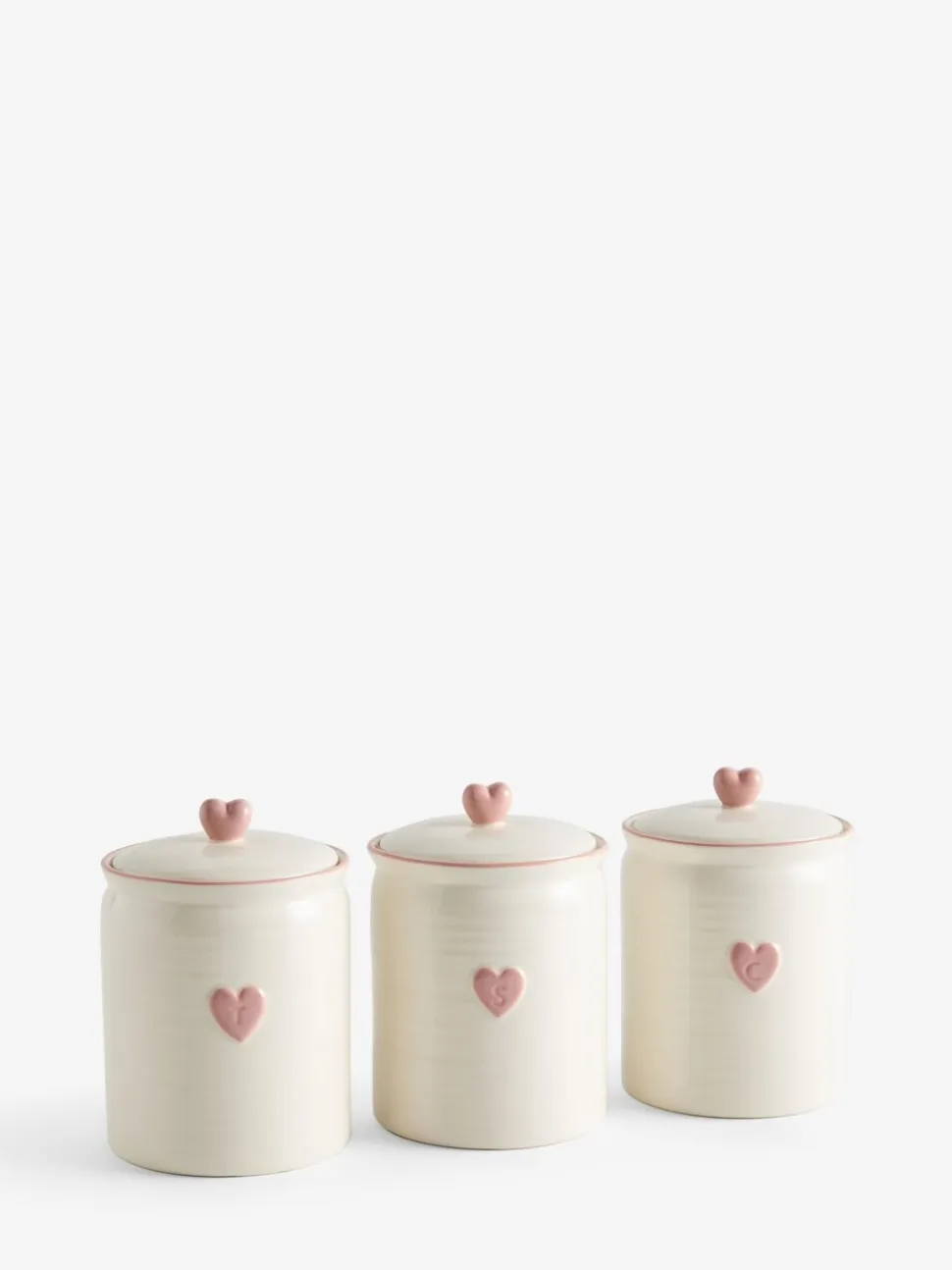 Set van 3 keramische voorraadpotten met hartjes
