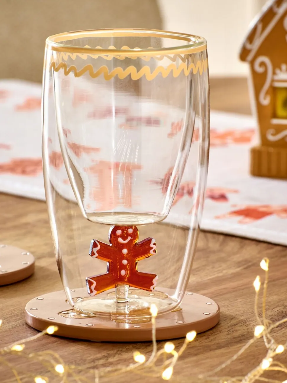 Set van 2 kerstbekerglazen met peperkoekmannetje