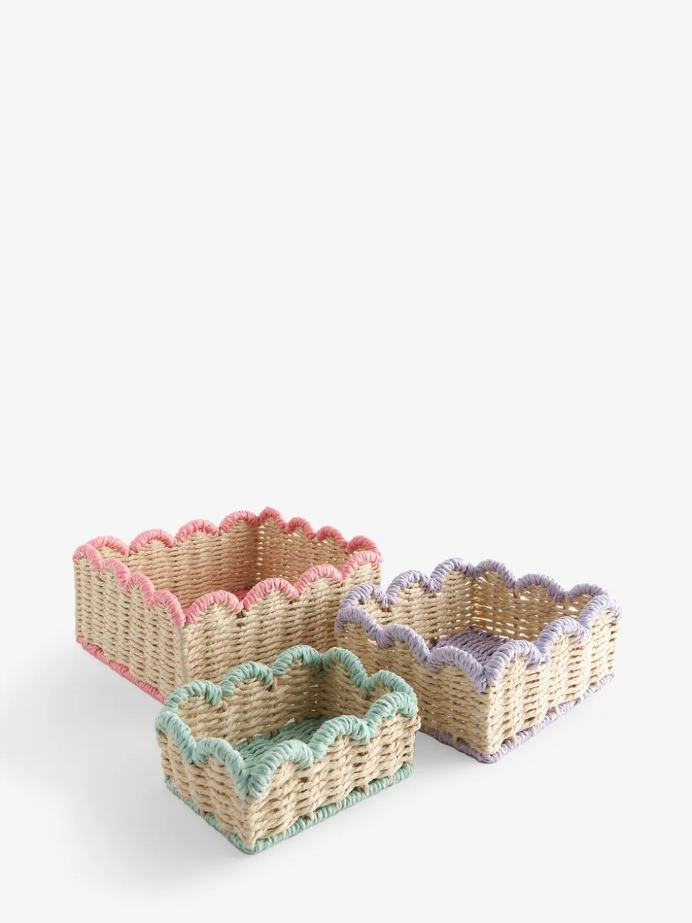 Set van 3 Mini Manden met Geschulpte Rand