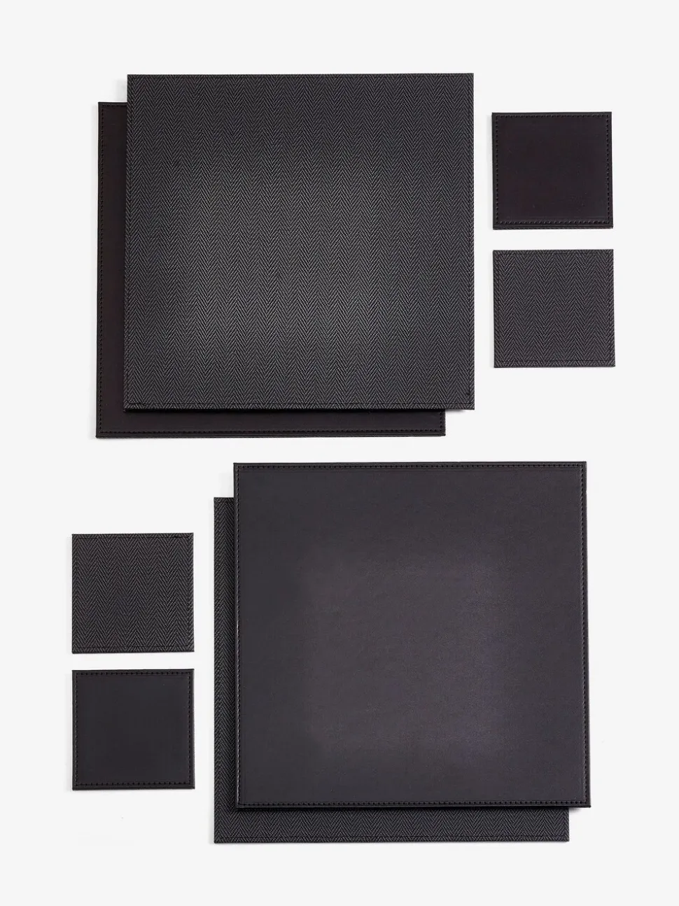Set van 4 omkeerbare placemats en onderzetters van imitatieleer
