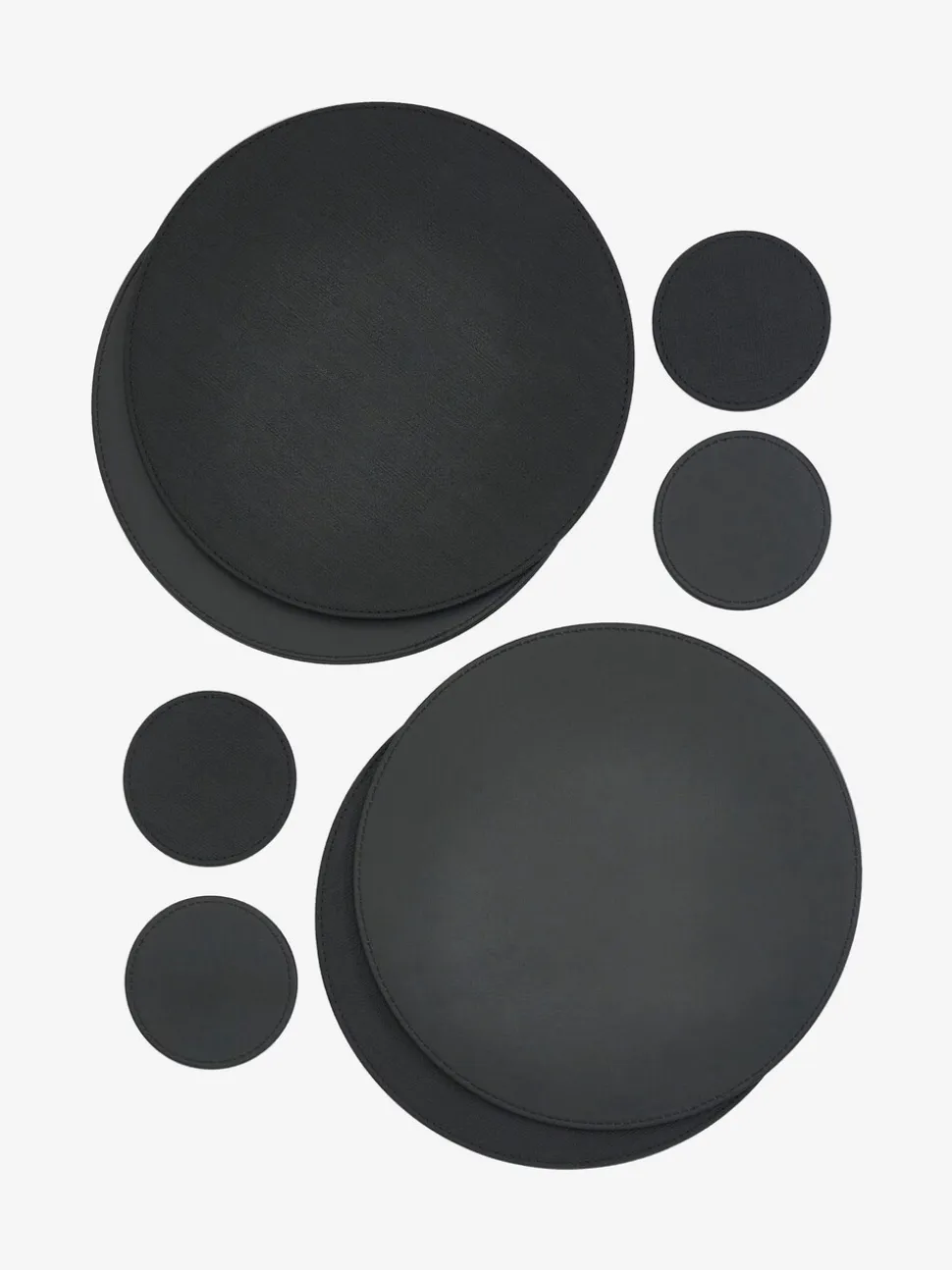 Set van 4 omkeerbare placemats en onderzetters van imitatieleer