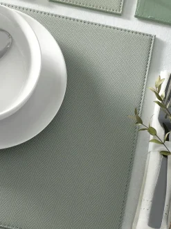 Set van 4 omkeerbare placemats en onderzetters van imitatieleer