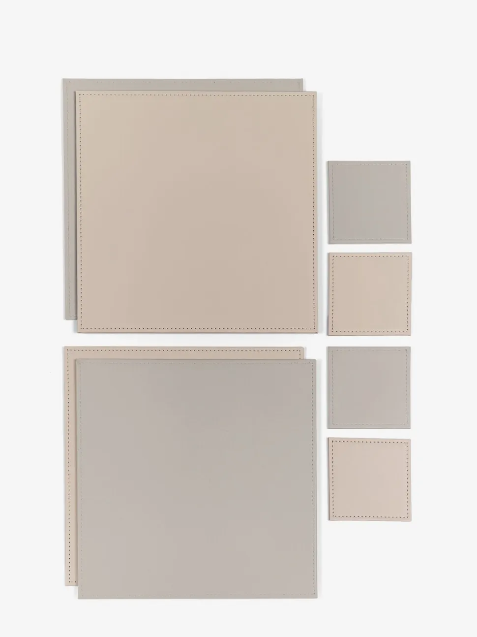 Set van 4 omkeerbare placemats en onderzetters van imitatieleer