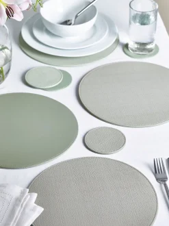 Set van 4 omkeerbare placemats en onderzetters van imitatieleer