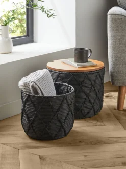 Set van 2 opslagmanden met deksel