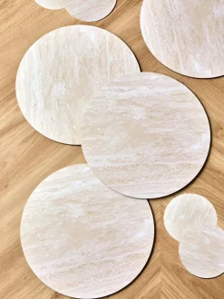 Set van 4 placemats en onderzetters met marmereffect