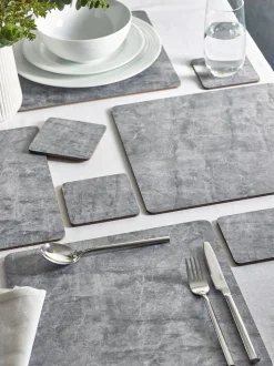 Set van 4 placemats en onderzetters met marmereffect