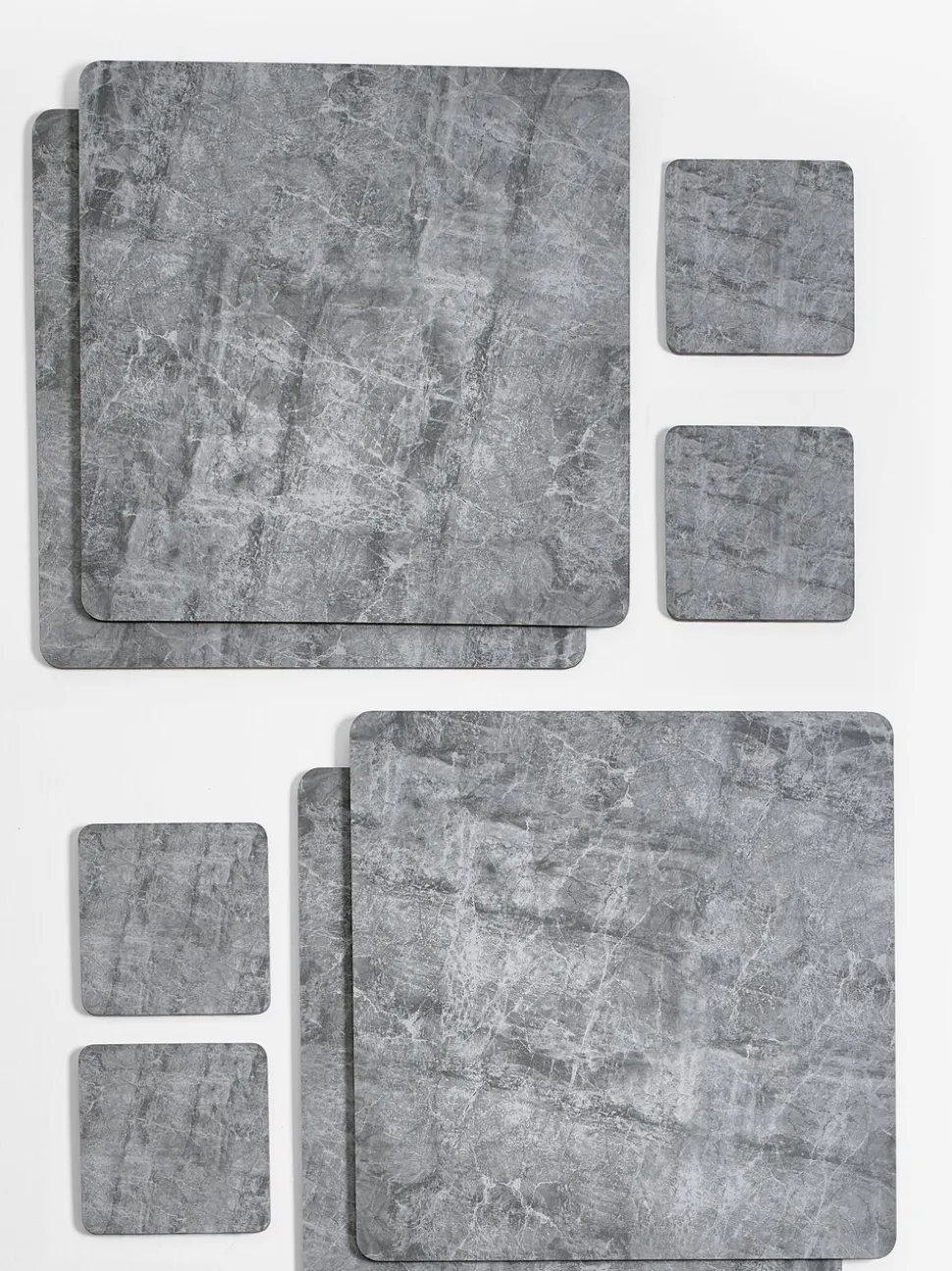 Set van 4 placemats en onderzetters met marmereffect