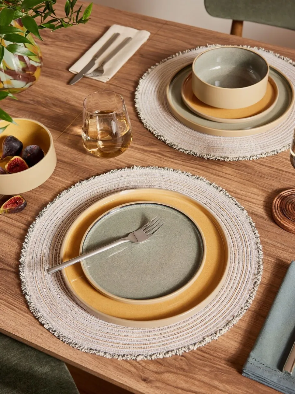 Set van 4 placemats met franje