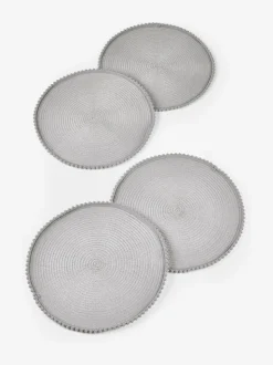 Set van 4 placemats met pompon