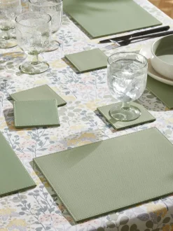 Set van 4 rechthoekige omkeerbare imitatieleren placemats en onderzetters