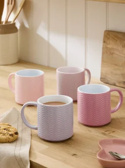 Set van 4 stapelmokken met textuur